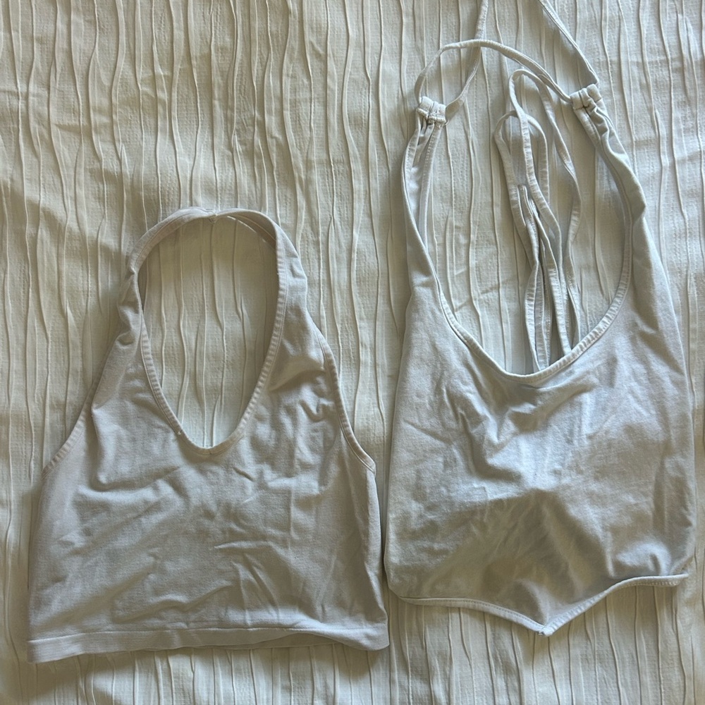 PacSun Cream Halter Bralette Duo